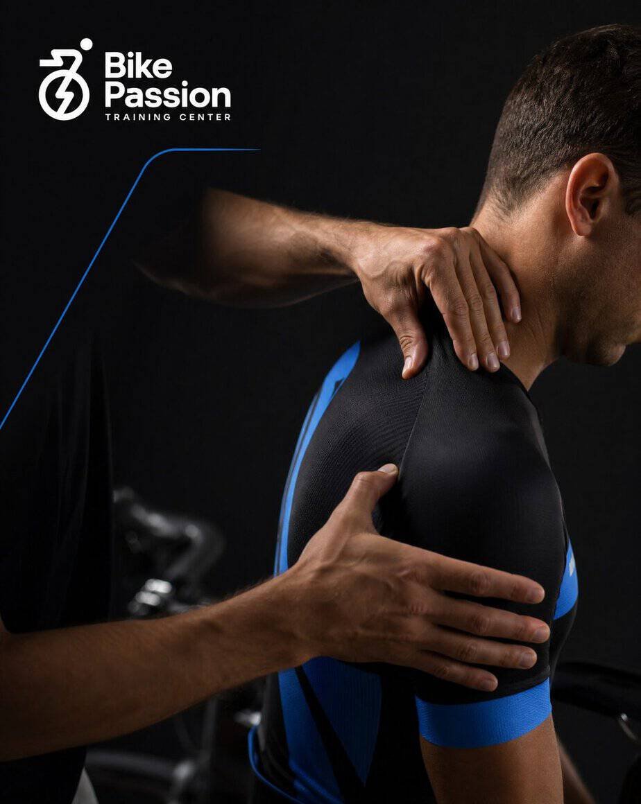 Fisioterapeuta profesional de Bike Passion guiando a un ciclista